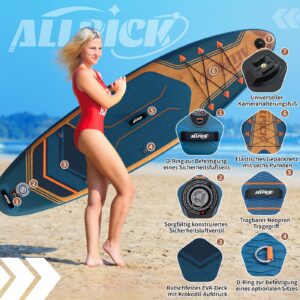 ALLPICK Premium SUP Board Set, Stand Up Paddling Board Aufblasbar, Mit Universal Kamerahalterung, Komplettes Zubehör, Verstellbares Paddel, Anfänger und Fortgeschrittene, 180kg Marineblau - Image 4