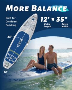iTAOSTAR A02A 35" Extra Wide Paddle Board, Stand Up Paddle Board with Seat, Stable Wide Inflatable Paddle Boards for Adults/Family/Youth of All Skill Levels - Image 3