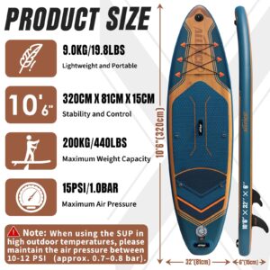 ALLPICK Premium SUP Board Set, Stand Up Paddling Board Aufblasbar, Mit Universal Kamerahalterung, Komplettes Zubehör, Verstellbares Paddel, Anfänger und Fortgeschrittene, 180kg Marineblau - Image 3
