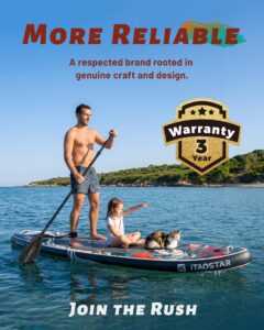 iTAOSTAR N01CP 35" extrabreites aufblasbares Stand-Up-Paddleboard mit Sitz – stabiles SUP für Erwachsene – tragbares Paddleboard für Yoga, Surfen, Angeln – inklusive komplettem Zubehörset - Image 9