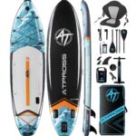 ATPROSS 350x89x15cm Inflatable Paddle Board, 200kg Extra Wide Stand Up Paddleboard for Adults with Premium SUP Accessories Kit & Backpack, Blow Up Kayak Non-Slip Stable Deck Boat for Yoga Fishing Surf