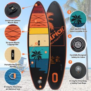 ALLPICK Premium SUP Board Set, Stand Up Paddling Board Aufblasbar, Mit Universal Kamerahalterung, Komplettes Zubehör, Verstellbares Paddel, Anfänger und Fortgeschrittene, 150kg/180kg, OrangeAbendröte - Image 5