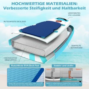 Paddleboards für Erwachsene, NACATIN Aufblasbares Stand Up Paddle Board mit 10'6" SUP Paddleboard, verstellbarem Paddel, Pumpe, Rucksack, Trockensack, ideal für alle Könnerstufen - Image 5