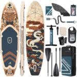 ANYFAST Inflatable Stand Up Paddle Board for Fishing - 11 x 35 Inch Wide, Ultra Stable, with Pump, Camera Mount, Children's Handle, Leash, Backpack and Accessories for Teenagers/Adults (Classic