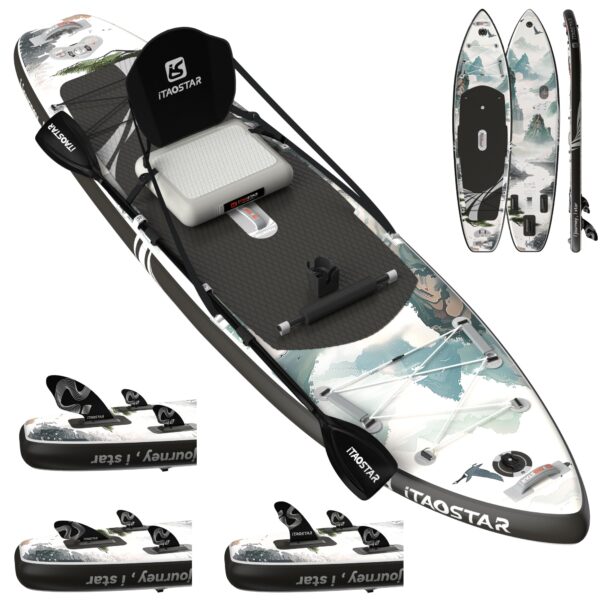 iTAOSTAR N01CP 35" extrabreites aufblasbares Stand-Up-Paddleboard mit Sitz – stabiles SUP für Erwachsene – tragbares Paddleboard für Yoga, Surfen, Angeln – inklusive komplettem Zubehörset