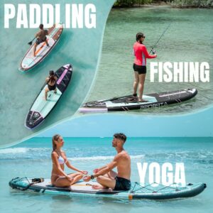 ATPROSS 350x89x15cm Inflatable Paddle Board, 200kg Extra Wide Stand Up Paddleboard for Adults with Premium SUP Accessories Kit & Backpack, Blow Up Kayak Non-Slip Stable Deck Boat for Yoga Fishing Surf - Image 7