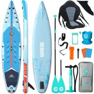 Niphean 380 cm Stand Up Paddling Board, 280 kg Tragfähigkeit Touring SUP Board mit Komplettem SUP-Zubehör&Kickpad, Stabiles Inflatable Paddle Board for Adults Racing-Surfing (Anfängerfreundlich)