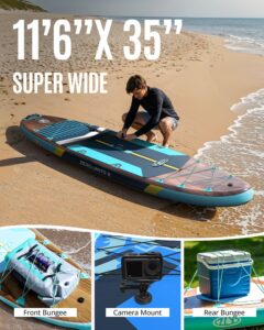 ZLX 350cm Extra Groß Stand Up Paddle Board mit Sitz Große Tragfähigkeit 550LB Inflatable SUP Board für Erwachsene Anfängerfreundlich Stabiles Anti-Rutsch-Deck (Schwarz-2) - Image 2