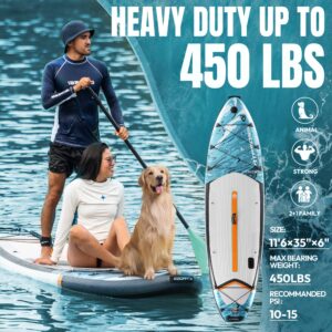ATPROSS 350x89x15cm Inflatable Paddle Board, 200kg Extra Wide Stand Up Paddleboard for Adults with Premium SUP Accessories Kit & Backpack, Blow Up Kayak Non-Slip Stable Deck Boat for Yoga Fishing Surf - Image 4