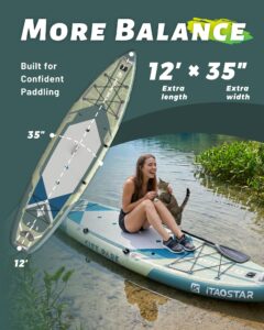 iTAOSTAR C03A 35" Super Wide Paddle Board, mehr Spaß aufblasbares Paddelbrett mit 5 Flossen, 12 Fuß Stand Up Paddle Board mit Premium-SUP-Zubehör für Erwachsene Aller Könnensstufen - Image 3