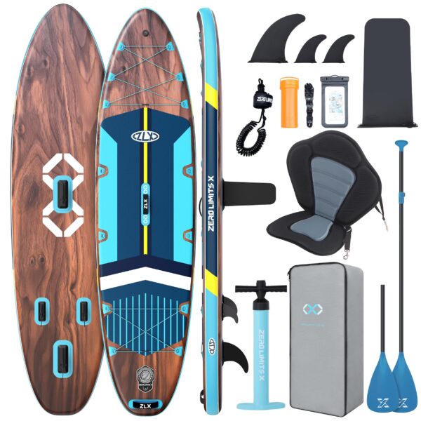 ZLX Stand Up Paddling Board 350x89cm,SUP Board Set,Stand Up Paddle mit Einzigartige Mittelfinne,Rutschfester Deckpad,Standup Paddle Board 250kg Tragkraft,für Erwachsene,Anfänger,alle Könnensstufen