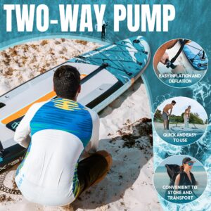 ATPROSS 350x89x15cm Inflatable Paddle Board, 200kg Extra Wide Stand Up Paddleboard for Adults with Premium SUP Accessories Kit & Backpack, Blow Up Kayak Non-Slip Stable Deck Boat for Yoga Fishing Surf - Image 2