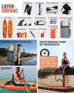 NACATIN 366cm (12ft) aufblasbares SUP Board mit Sitz, breites 91cm (36in) Stand Up Paddling Board für Erwachsene & Familie, mit Einzel-/Doppelpaddel, Kajaksitz, stabiles breites Deck für Anfänger - Image 6